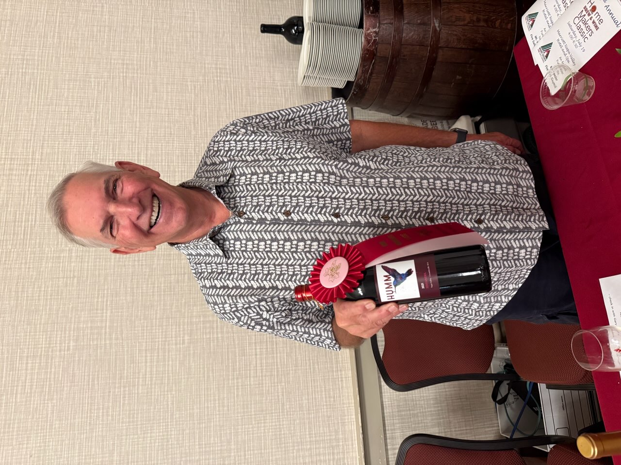 2025 Home Winemakers Classic judging results board showing Humm Vineyards placement